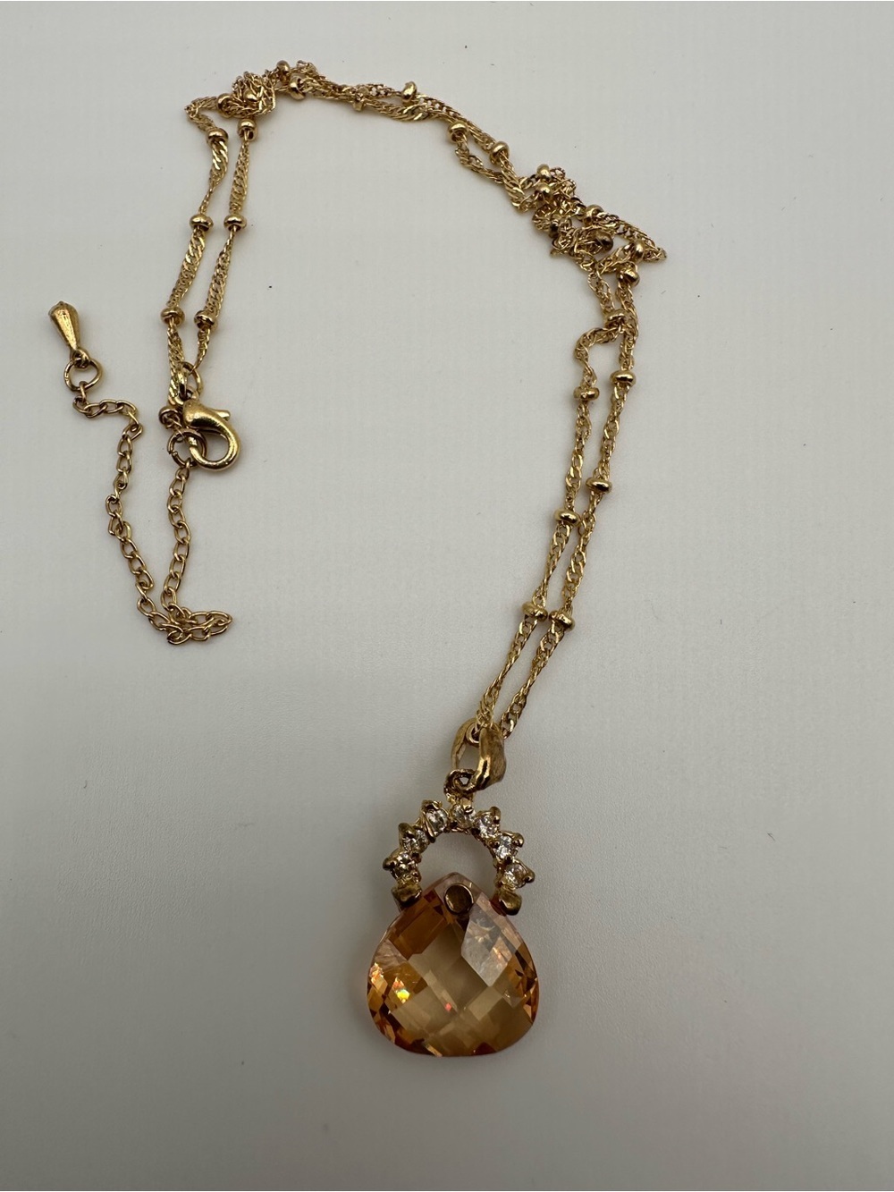 Gold-Tone Faceted Crystal Pendant Necklace - Women Jewelry - Picture 3 of 5